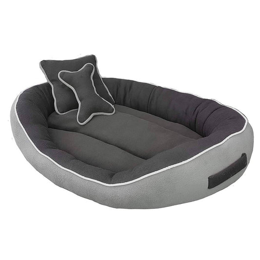 Pet Bed With Soft Fabric & Machine Washable (Gray) With Extra Cushion